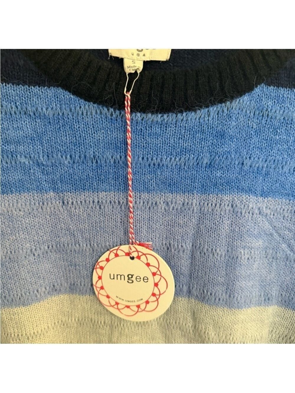 Umgee Blue and Black Striped Sweater - Picture 4 of 5